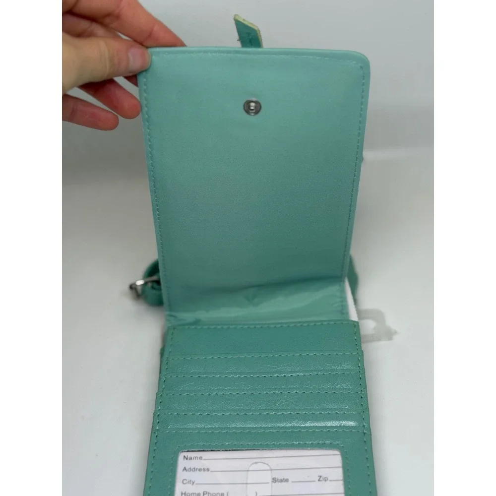Time and Tru Crossbody Phone Wallet Teal Faux Leather Snap Travel Bag Womens NWT